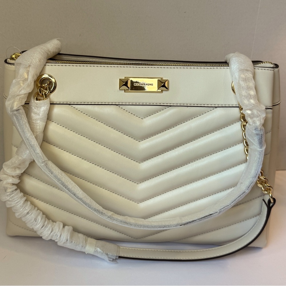 Michael Kors Chevron Whitney Cream Shoulder Bag
